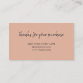Moderne minimalistische roze orde dank u visitekaartje (Achterkant)