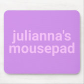 Moderne minimalistische roze Paarse naam en etiket Muismat (Voorkant)