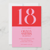 Moderne minimalistische roze rode 18e verjaardag kaart (Voorkant)