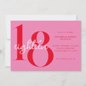 Moderne minimalistische roze rode 18e verjaardag kaart (Voorkant)