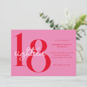 Moderne minimalistische roze rode 18e verjaardag kaart (Staand voorkant)