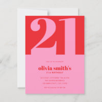 Moderne Minimalistische Roze Rode 21e Verjaardag
