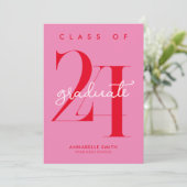 Moderne minimalistische roze rode Afstuderen uitno (Staand voorkant)