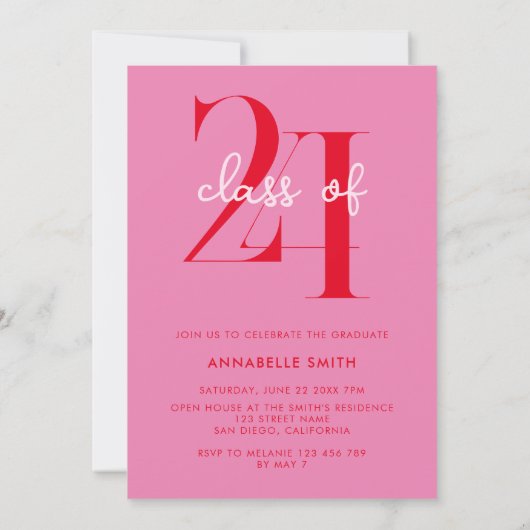 Moderne minimalistische roze rode Afstuderen uitno (Achterkant)