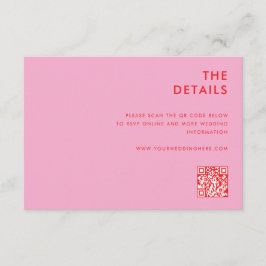 Moderne minimalistische roze rode bruiloft informatiekaartje