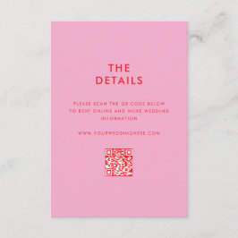 Moderne minimalistische roze rode bruiloft informatiekaartje
