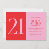 Moderne minimalistische roze roze 21ste verjaardag kaart (Voorkant)