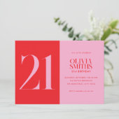 Moderne minimalistische roze roze 21ste verjaardag kaart (Staand voorkant)