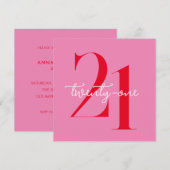 Moderne minimalistische roze roze 21ste verjaardag kaart (Voorkant / Achterkant)