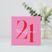 Moderne minimalistische roze roze 21ste verjaardag kaart (Staand voorkant)