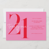 Moderne minimalistische roze roze 21ste verjaardag kaart (Voorkant)