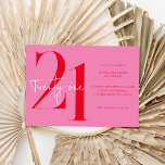 Moderne minimalistische roze roze 21ste verjaardag kaart<br><div class="desc">Moderne minimalistische 21ste verjaardagsuitnodiging met eenvoudig design met een stijlvol design en elegant script.</div>