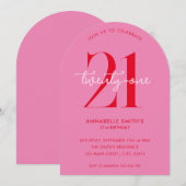 Moderne minimalistische roze roze 21ste verjaardag kaart (Voorkant / Achterkant)