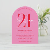 Moderne minimalistische roze roze 21ste verjaardag kaart (Staand voorkant)