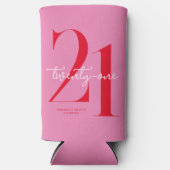 Moderne minimalistische roze roze 21ste verjaardag seltzer blikjeskoeler (Voorkant)