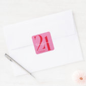 Moderne minimalistische roze roze 21ste verjaardag vierkante sticker (Envelop)