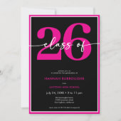 Moderne Minimalistische Roze Script Afstudeerfeest Kaart (Voorkant)
