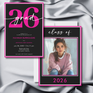 Moderne Minimalistische Roze Script Afstudeerfeest Kaart