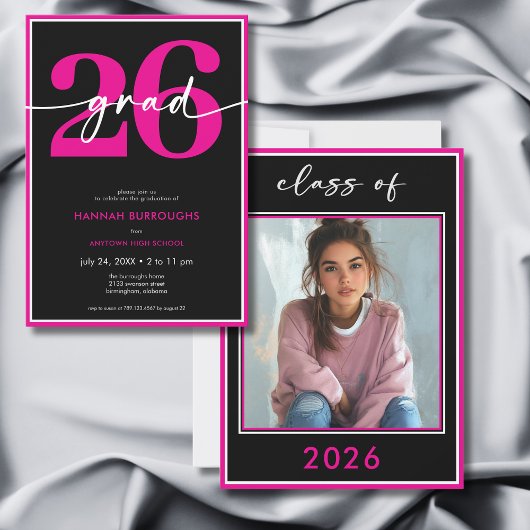 Moderne Minimalistische Roze Script Afstudeerfeest Kaart