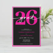 Moderne Minimalistische Roze Script Afstudeerfeest Kaart (Staand voorkant)
