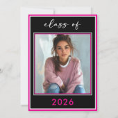 Moderne Minimalistische Roze Script Afstudeerfeest Kaart (Achterkant)