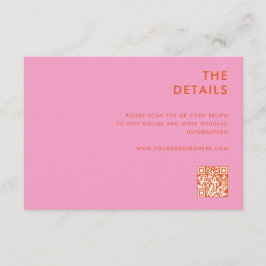 Moderne minimalistische roze Sinaasappels bruiloft Informatiekaartje