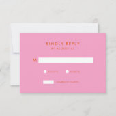 Moderne minimalistische roze Sinaasappels bruiloft RSVP Kaartje (Voorkant)