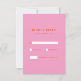 Moderne minimalistische roze Sinaasappels bruiloft RSVP Kaartje