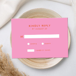 Moderne minimalistische roze Sinaasappels bruiloft RSVP Kaartje