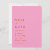 Moderne minimalistische roze Sinaasappels bruiloft Save The Date (Voorkant)
