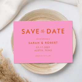 Moderne minimalistische roze Sinaasappels bruiloft Save The Date