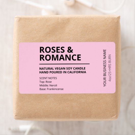 Moderne minimalistische roze sojakanaallabels etiket (Insitu)