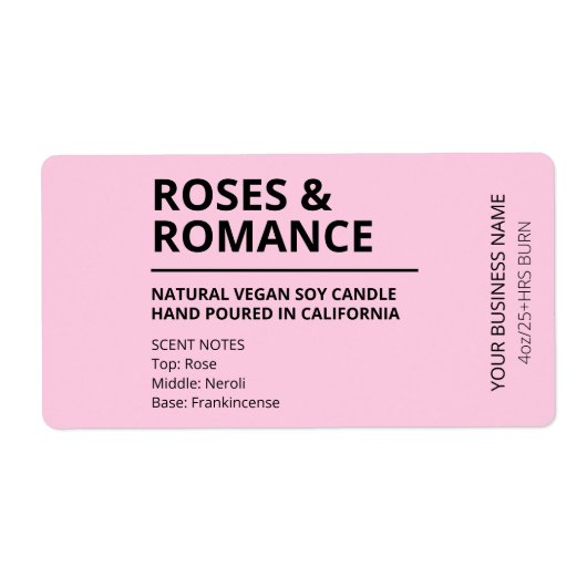 Moderne minimalistische roze sojakanaallabels etiket (Voorkant)