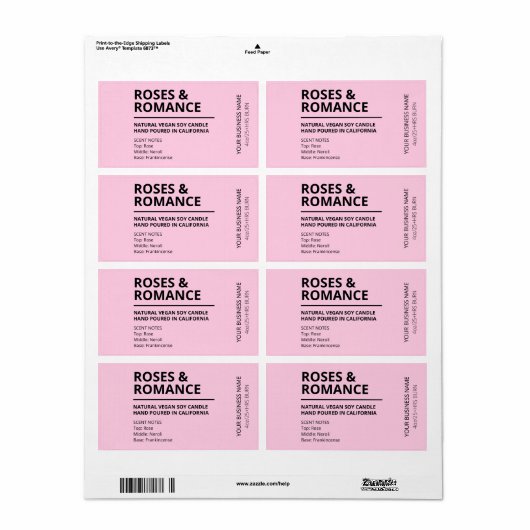 Moderne minimalistische roze sojakanaallabels etiket (Full Sheet)