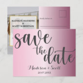 Moderne minimalistische roze sparen de Datum Aankondigingskaart (Voorkant / Achterkant)