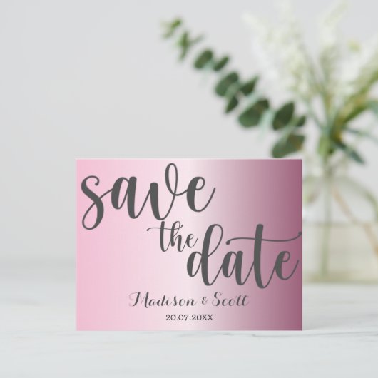 Moderne minimalistische roze sparen de Datum Aankondigingskaart (Staand voorkant)