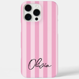 Moderne minimalistische roze strepen gepersonalise iPhone 16 pro max hoesje