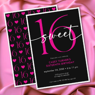Moderne Minimalistische Roze Sweet Sixteen Script Kaart