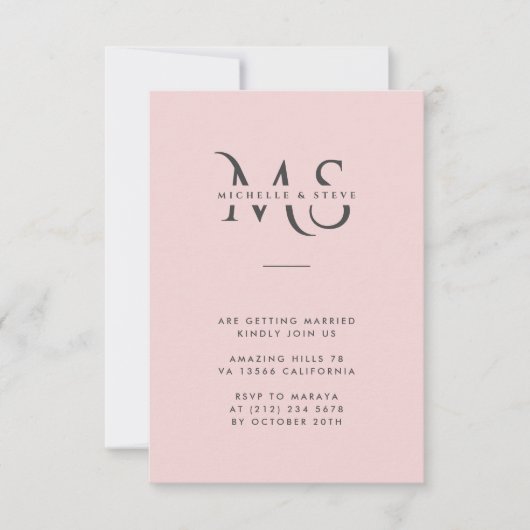 Moderne Minimalistische Roze Trouw-QR-code Kaart (Voorkant)