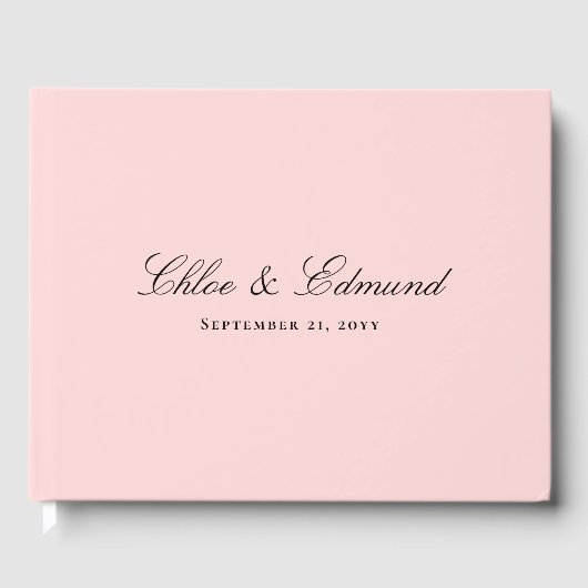 Moderne Minimalistische Roze Trouwdag Gastenboek (Voorkant)