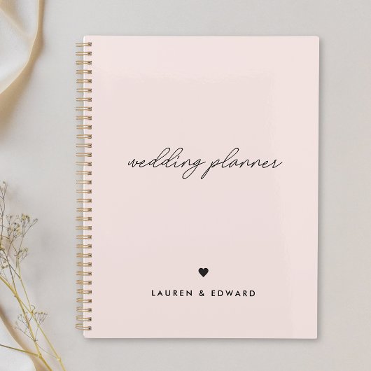 Moderne Minimalistische Roze Trouwdag Planner