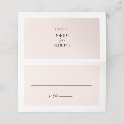 Moderne minimalistische roze trouwerekkaarten voor plaatskaartje (Buitenkant ongevouwen)