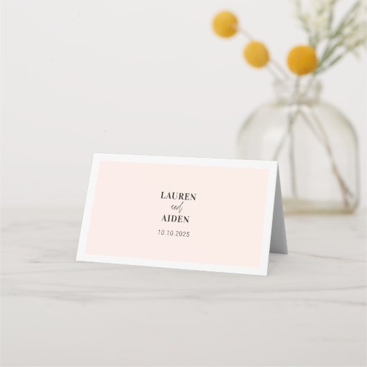 Moderne minimalistische roze trouwerekkaarten voor plaatskaartje (Achterkant)
