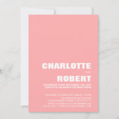 Moderne Minimalistische Roze Trouwreceptie Kaart (Voorkant)