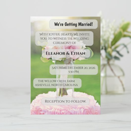 Moderne Minimalistische Roze Tulp & Witte Sering B Kaart (Staand voorkant)