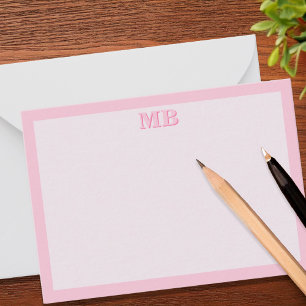 Moderne minimalistische roze typografie Initiaal M Notitiekaartje
