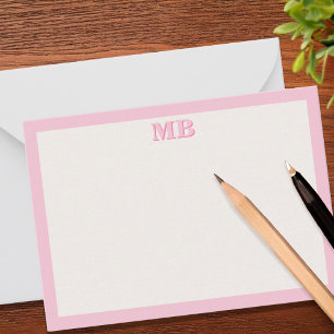Moderne minimalistische roze typografie Initiaal M Notitiekaartje