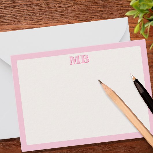 Moderne minimalistische roze typografie Initiaal M Notitiekaartje