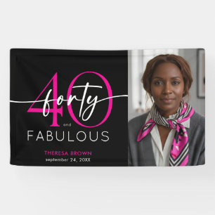 Moderne Minimalistische Roze Veertig Fabulous Scri Spandoek