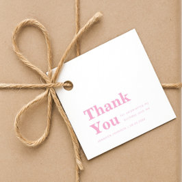 Moderne Minimalistische Roze Verjaardag Bedankjes Labels